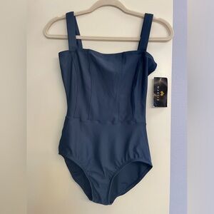 Mariia Crown blue corset style square neck, leotard new with tags, adult medium
